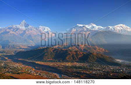 Himalayan Mountain Landscape From Sarangkot Hill, Pokhara, Nepal