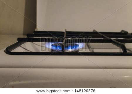 burning fire on a tile for cooking