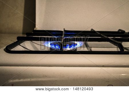 burning fire on a tile for cooking