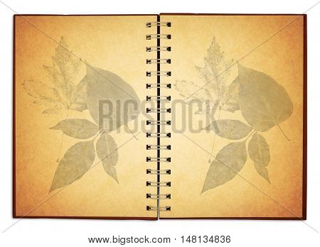 old blank leaf notebook for take notes included clipping path