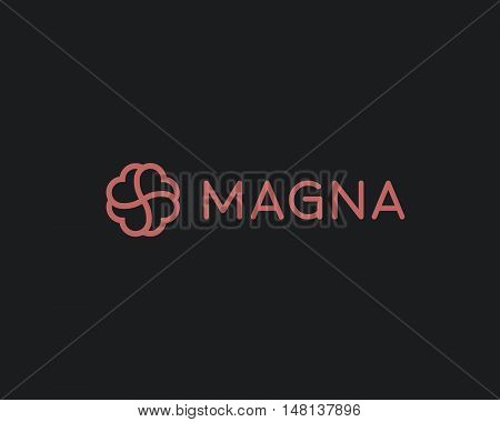 Four hearts social vector symbol. Heart cross logotype. Linear swirl flower medical logo icon sign