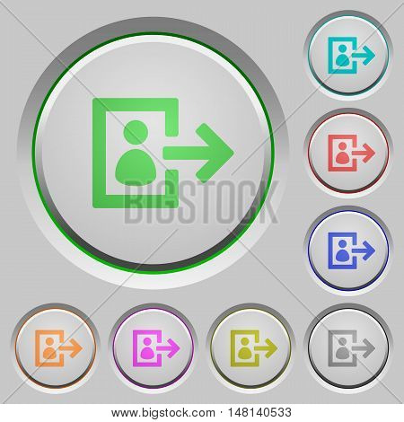 Set of color user logout sunk push buttons.