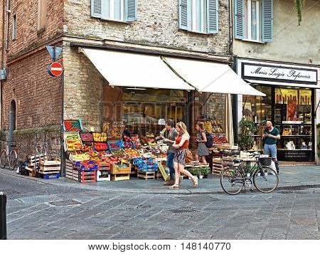 Greengrocer Stall In A Market Zone Of Parma, Italy.