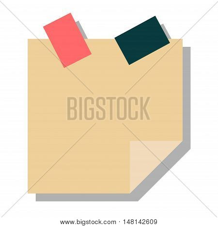 Yellow sticker and note paper sheet sticky isolated on white background vector illustration. Message office paper note. Sticker note sheet sticky business paper blank yellow note paper