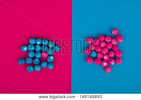 Abstract Colorful Background. Modern Material Design. Two colors with decoraions