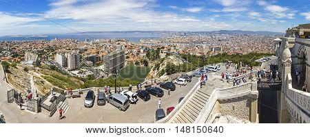 Aerial Panoramic View Of Marseille City, France