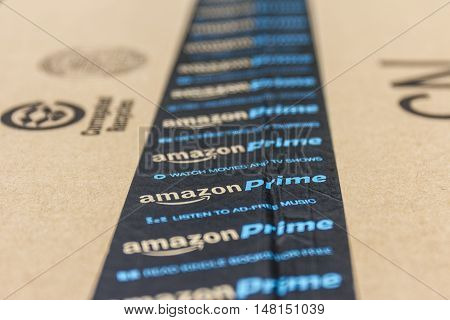 Indianapolis - Circa September 2016: Amazon Prime Parcel Package. Amazon.com is a premier online retailer IV