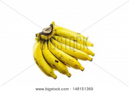 Ripe banana isolated on white background. It is good food for excretion