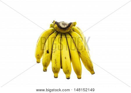 Ripe banana isolated on white background. It is good food for excretion