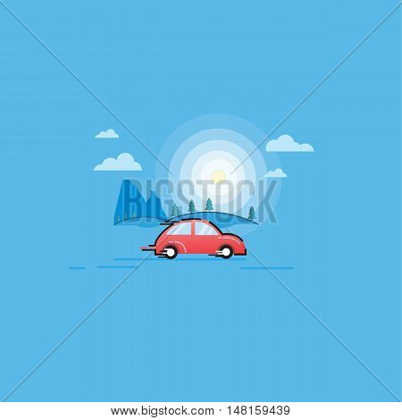 Vector illustration in the flat style car outline