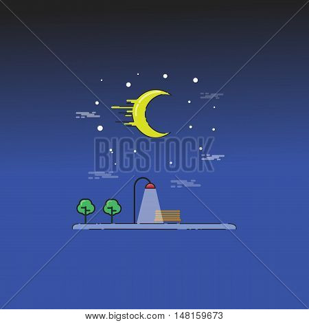 Chair and lamp in garden vector art outline