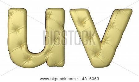 Letras de lujo cuero Beige fuente U V