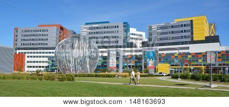 MONTREAL CANADA SEPTEMBER 14 2016: New McGill University Health Centre (MUHC) and shriners hospital a network of teaching and community hospitals