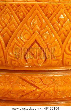 Carving Candle Closeup Detail Texture Thai Art