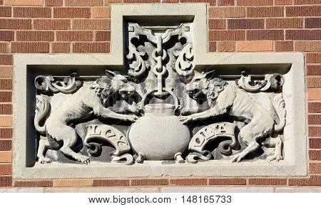 MONTREAL CANADA 09 15 2016: Art nouveau details on the Concordia University Loyola campus is a public comprehensive university.
