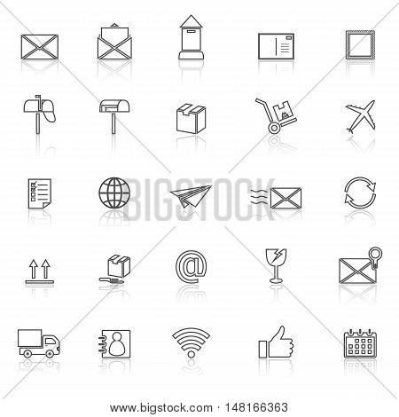 Post line icons with reflect on white background, stock vector