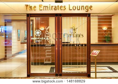 SINGAPORE - CIRCA SEPTEMBER, 2016: The Emirates Lounge in Changi Aiport. Changi Airport is the primary civilian airport for Singapore.