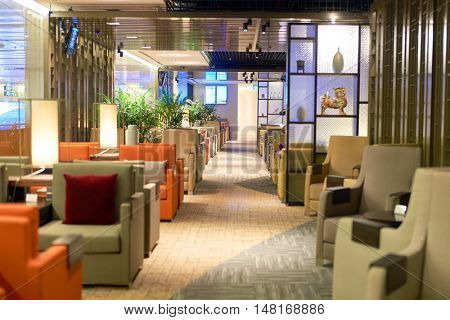 SINGAPORE - CIRCA SEPTEMBER, 2016: interiof of dnata lounge in Changi Aiport. Changi Airport is the primary civilian airport for Singapore.