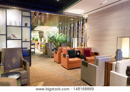 SINGAPORE - CIRCA SEPTEMBER, 2016: interiof of dnata lounge in Changi Aiport. Changi Airport is the primary civilian airport for Singapore.