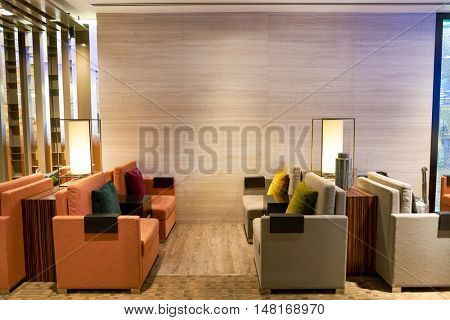SINGAPORE - CIRCA SEPTEMBER, 2016: interiof of dnata lounge in Changi Aiport. Changi Airport is the primary civilian airport for Singapore.
