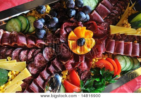 Frisch Verpflegung und Teasty Essen auf einer Party am großen Tisch
