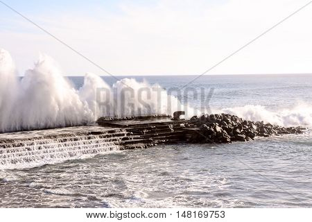 Large Waves Breaking On The Coast