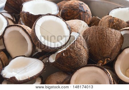 Fresh coconut half clipping path for coconut milk.