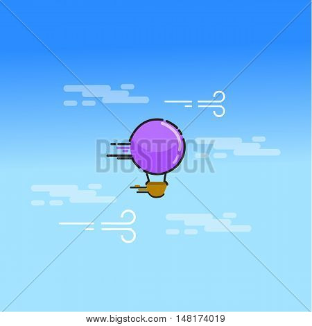 Hot air balloon in the sky vector art outline