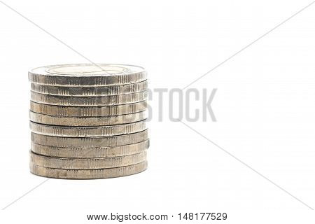 Coin Currency THB White background closeup detail