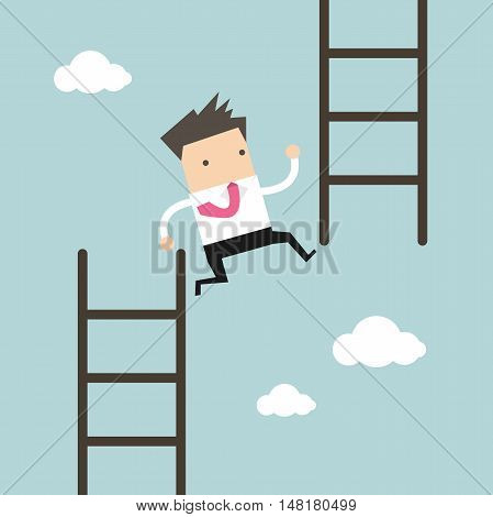 Businessman jump from low stair to high stair. vector