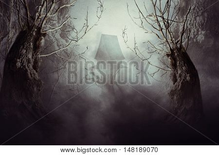 Spooky Witch House In Mist