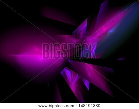 Abstract pink square fractal on black background