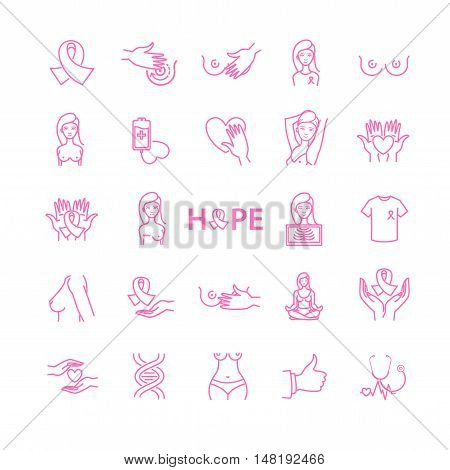 breast cancer icons, stock vector set for your design