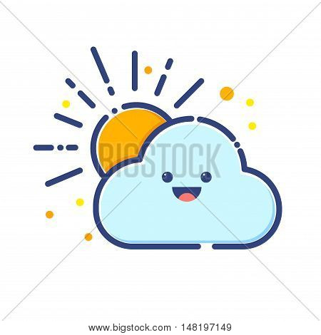 Vector stock of cloud and sun colorful flat icon