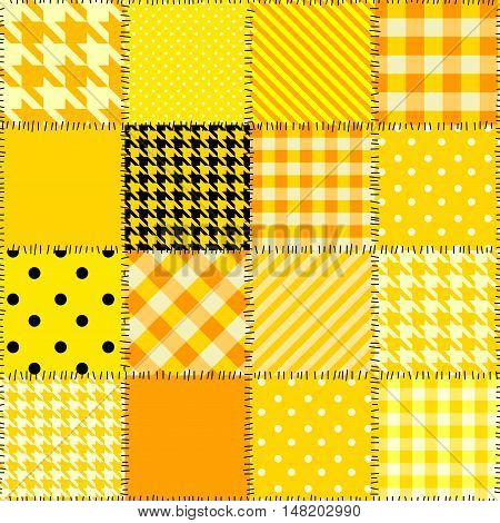 Seamless background pattern. Quilting design pattern in yellow color