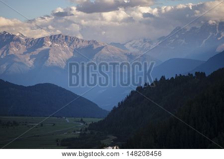 Mountains and grass of South Tyrol In Italy
