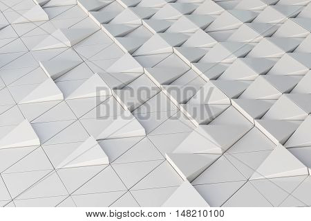 Abstract architectural 3D illustration of white triagles