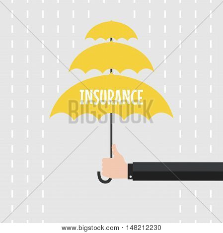 Hand of man holding an umbrella in the rain. vector