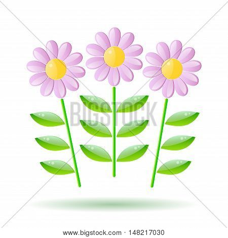 Vector cartoon bouquet of glass flowers with a stem