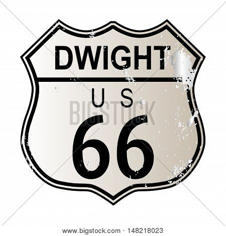 Dwight Route 66 traffic sign over a white background and the legend ROUTE US 66