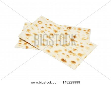 Two matzoth isolated on the white background