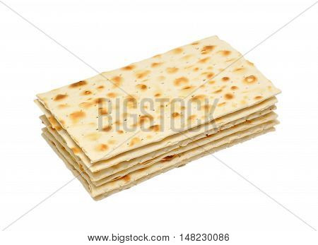 Pile of matzoth isolated on the white background