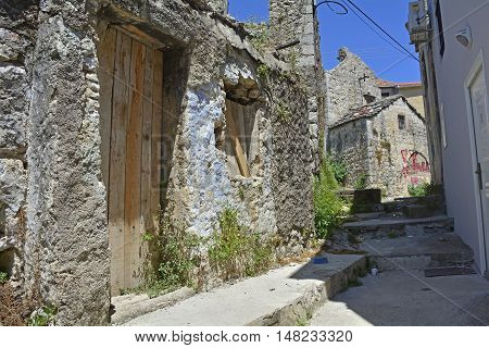 An historic derelict building in the southern city of Trebinje in Republika Srpska Bosnia and Herzegovina.