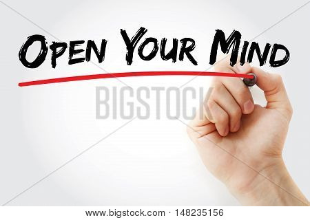 Hand Writing Open Your Mind With Marker