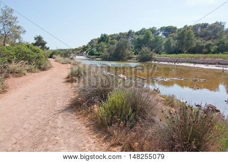 Cala Mondrago natural reserve park on a sunny day in September in Mallorca Spain.