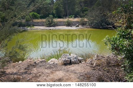 Cala Mondrago natural reserve park on a sunny day in September in Mallorca Spain.