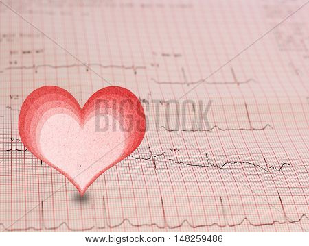 EKG - Electrocardiogram graph and heart shape, ekg heart rhythm, medicine concept