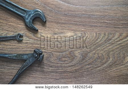 Vintage Tools On Wooden Background. Fathers Day Card.
