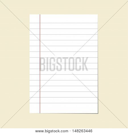 Paper line vector illustration. Notebook paper sheet