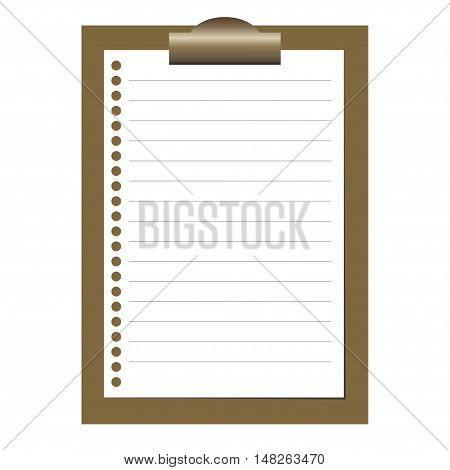 Vector blank lined paper on a clipboard mockup